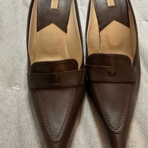 Brand new size 10 brown leather loafer mule